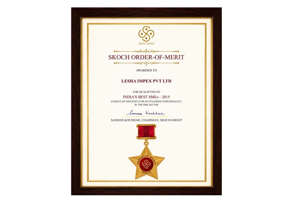 Skoch Order-of-Merit for Qualifying in India's Best SMEs- 2015